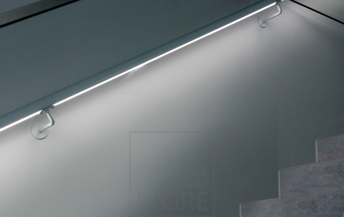 Railing lighting, led strip inside a special profile.